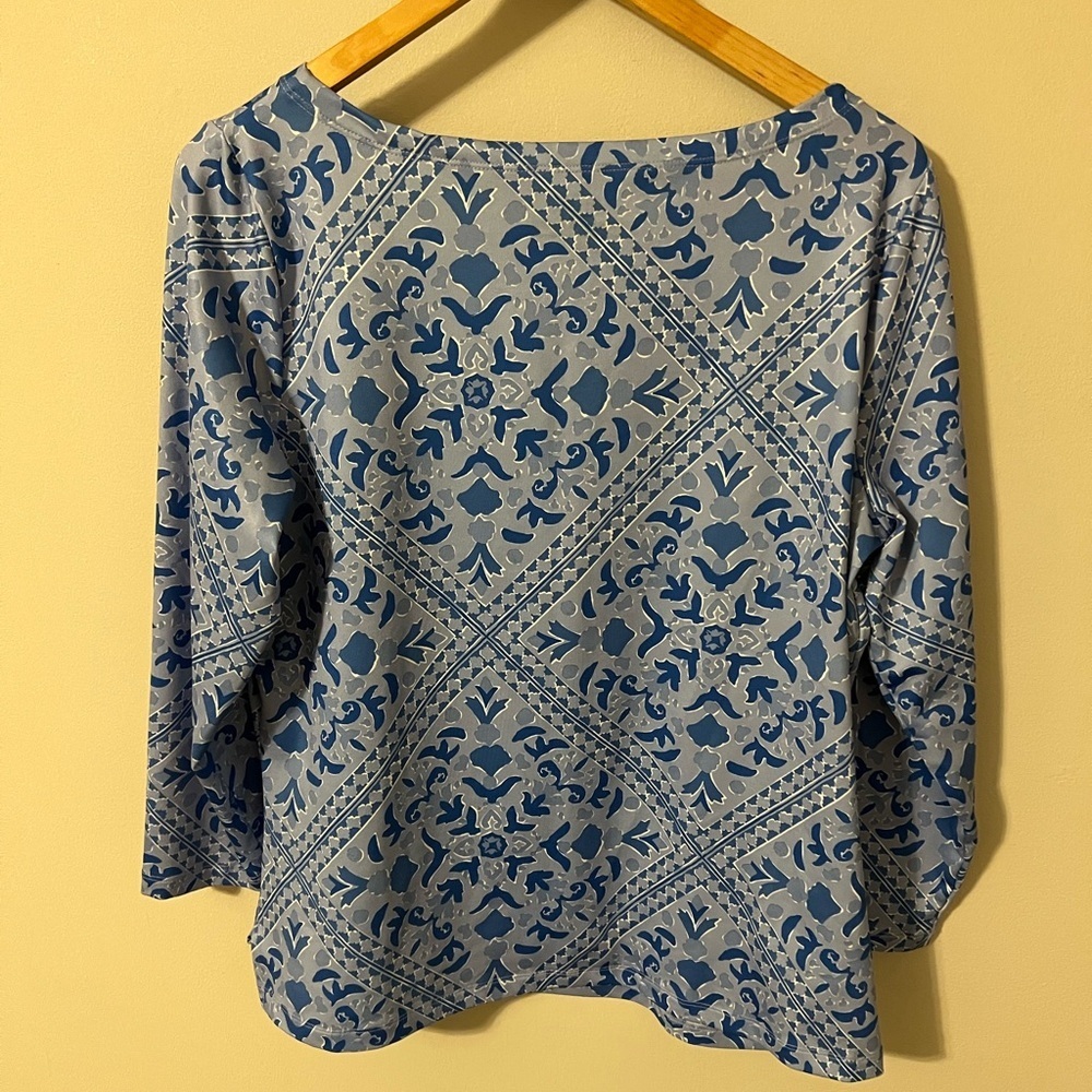 Vineyard Vines Womens Sankaty Tee Medium Boatneck Printed Top Calm Water Large - Picture 9 of 10